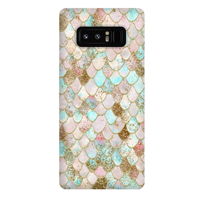 Galaxy Note 8 StrongFit Watercolor Wonky Gold Glitter Pastel Summer Mermaid Scales  by  Utart