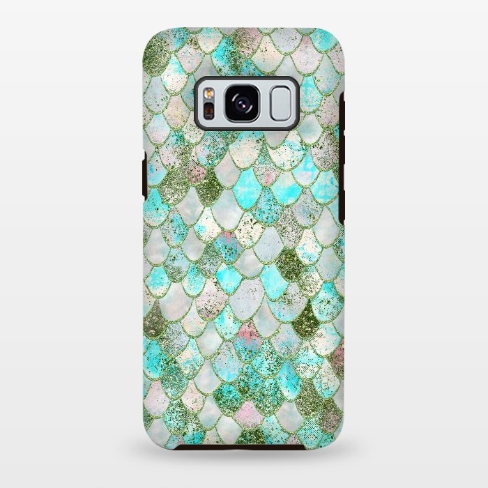 Galaxy S8 plus StrongFit Wonky Seafoam Watercolor Glitter Mermaid Scales by  Utart