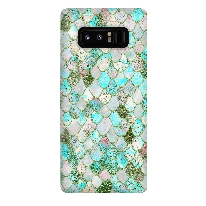 Galaxy Note 8 StrongFit Wonky Seafoam Watercolor Glitter Mermaid Scales by  Utart