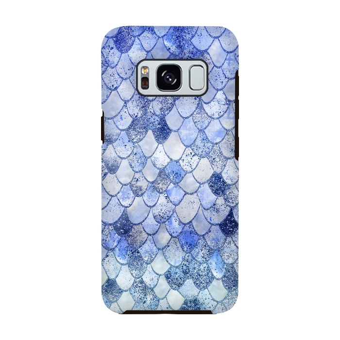 Galaxy S8 StrongFit Blue Summer Wonky Watercolor and Glitter Mermaid Scales by  Utart