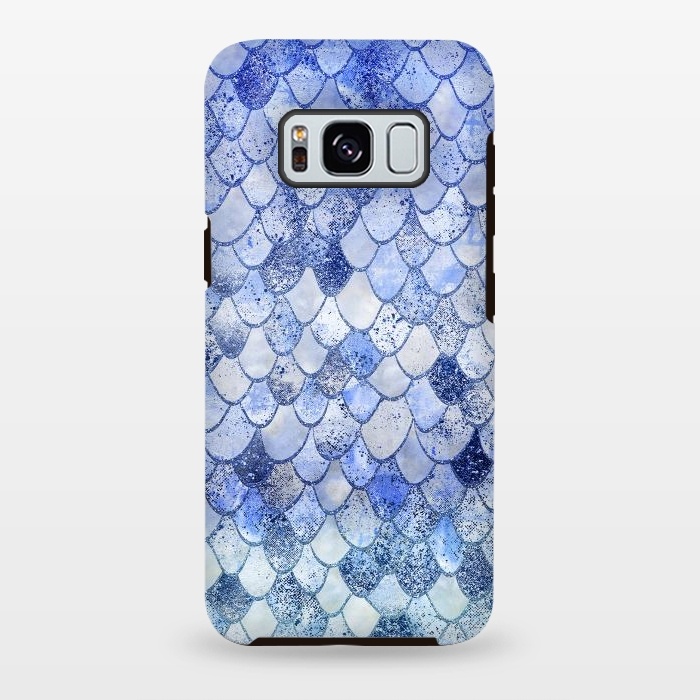 Galaxy S8 plus StrongFit Blue Summer Wonky Watercolor and Glitter Mermaid Scales by  Utart