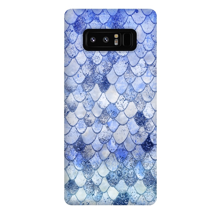 Galaxy Note 8 StrongFit Blue Summer Wonky Watercolor and Glitter Mermaid Scales by  Utart