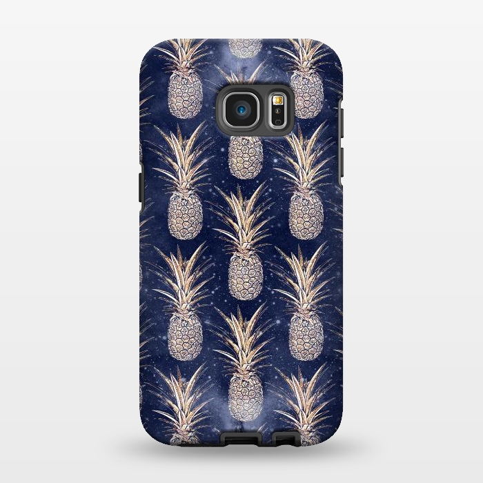 Galaxy S7 EDGE StrongFit Modern Golden pineapples nebula pattern by InovArts
