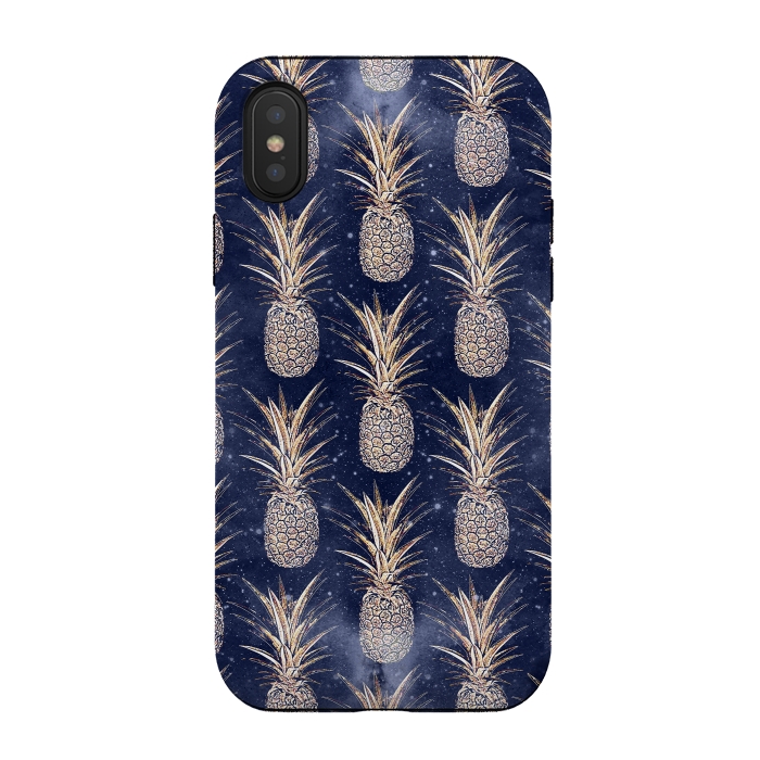 iPhone Xs / X StrongFit Modern Golden pineapples nebula pattern by InovArts