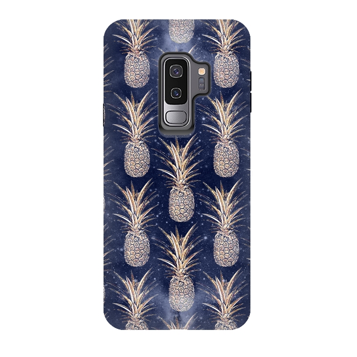 Galaxy S9 plus StrongFit Modern Golden pineapples nebula pattern by InovArts