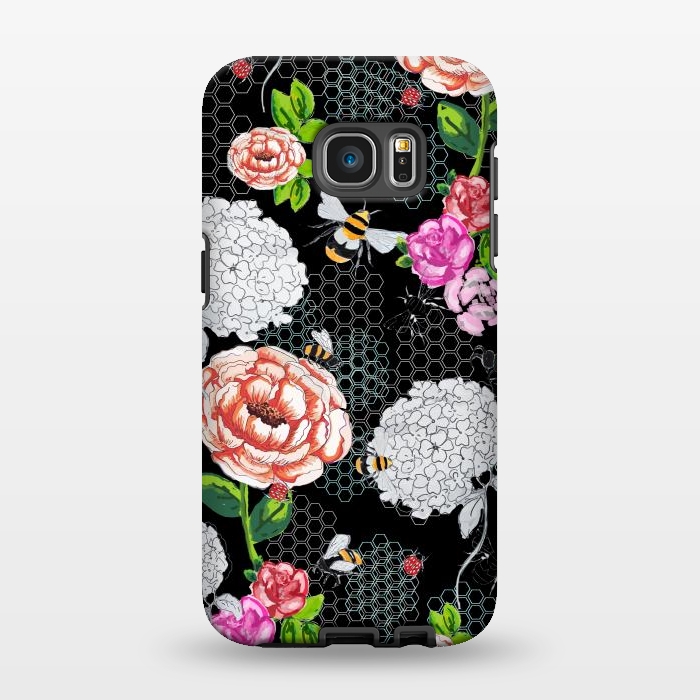 Galaxy S7 EDGE StrongFit Bee Garden Black by MUKTA LATA BARUA