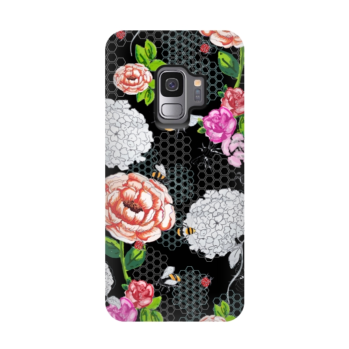 Galaxy S9 StrongFit Bee Garden Black by MUKTA LATA BARUA