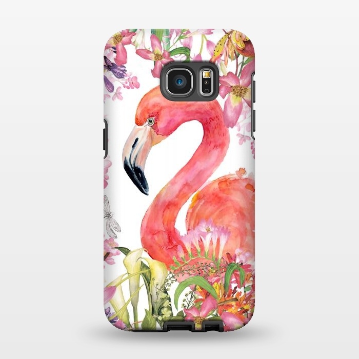 Galaxy S7 EDGE StrongFit Flamingo in Flower Jungle by  Utart