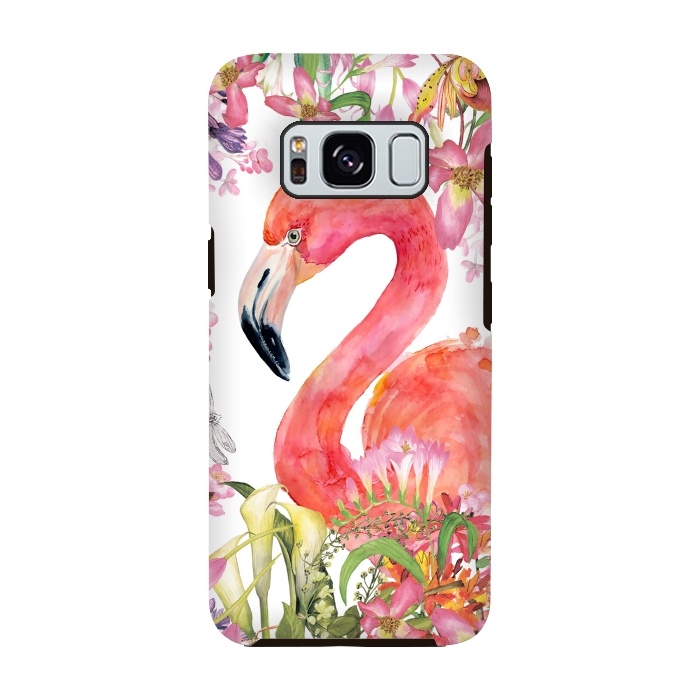 Galaxy S8 StrongFit Flamingo in Flower Jungle by  Utart