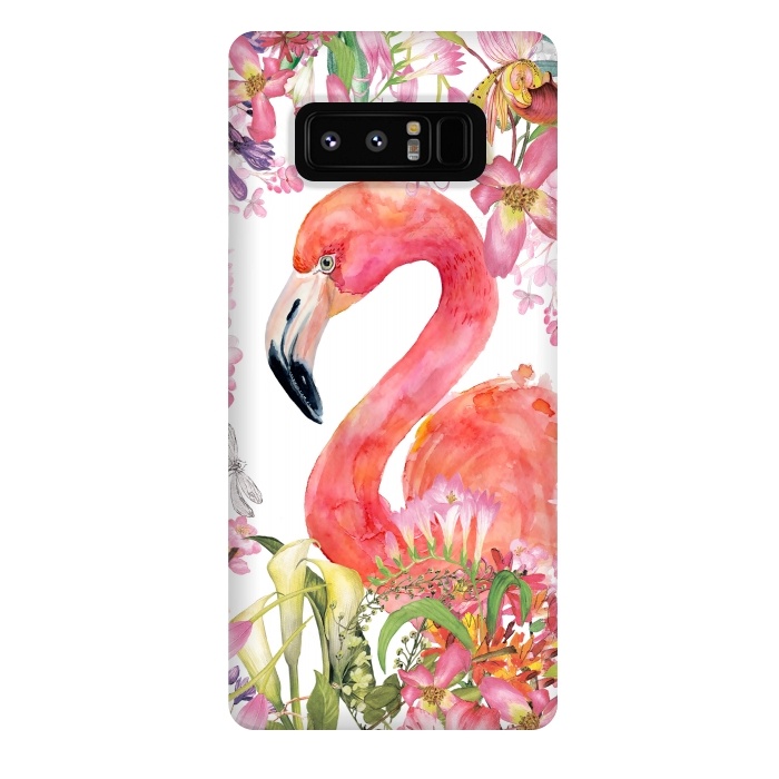 Galaxy Note 8 StrongFit Flamingo in Flower Jungle by  Utart