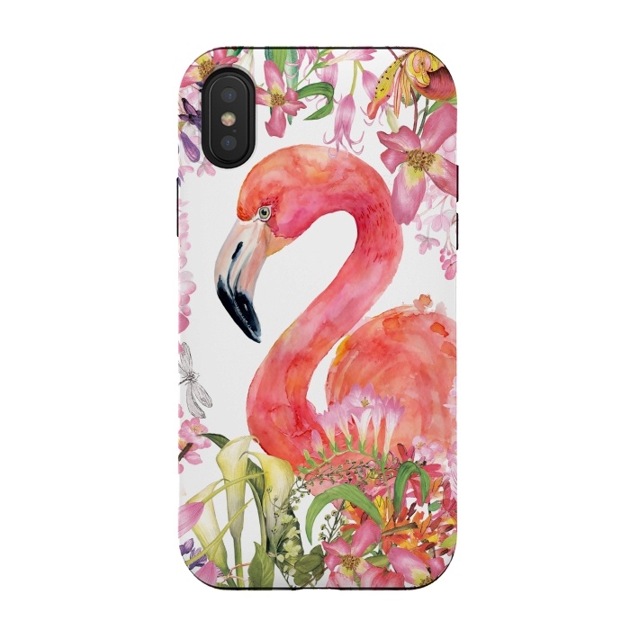 iPhone Xs / X StrongFit Flamingo in Flower Jungle by  Utart