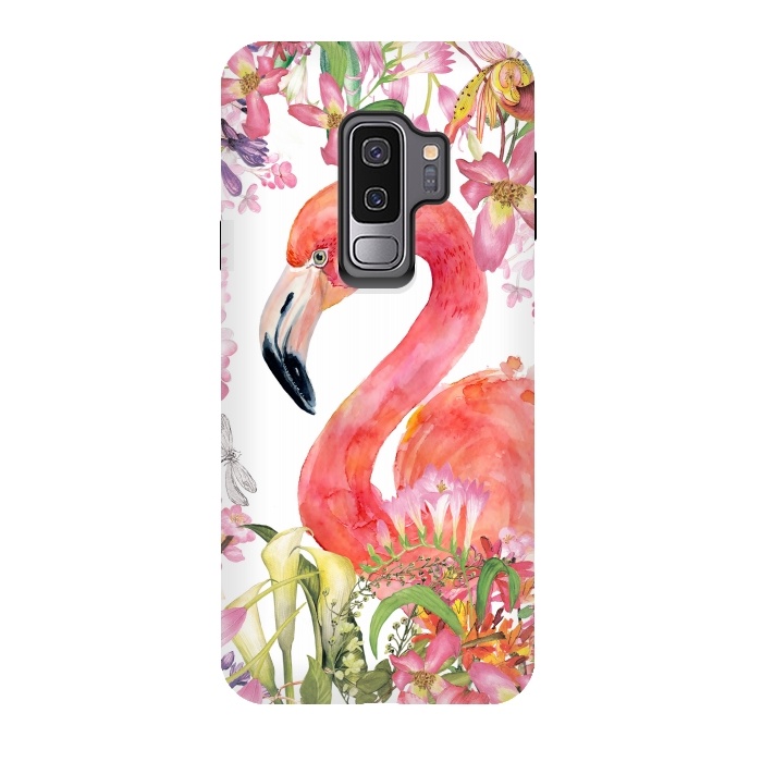 Galaxy S9 plus StrongFit Flamingo in Flower Jungle by  Utart