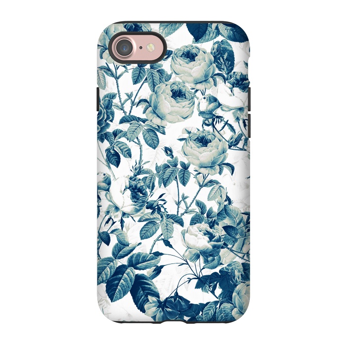 iPhone 7 StrongFit Blue Vintage Rose Pattern  by  Utart