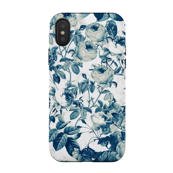 iPhone Xs / X StrongFit Blue Vintage Rose Pattern  by  Utart