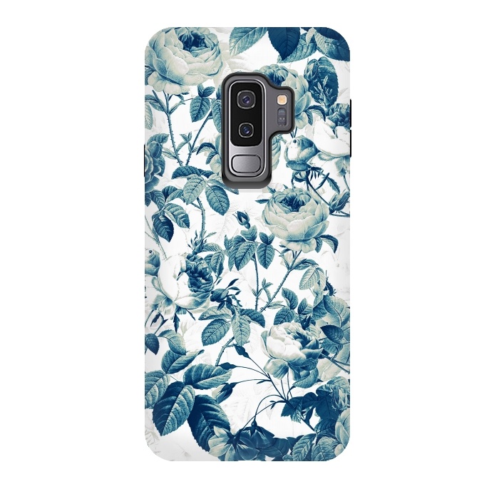 Galaxy S9 plus StrongFit Blue Vintage Rose Pattern  by  Utart