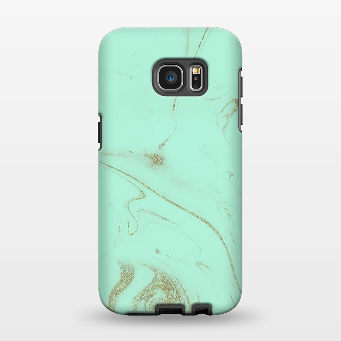Galaxy S7 EDGE StrongFit Elegant gold and mint marble image by InovArts