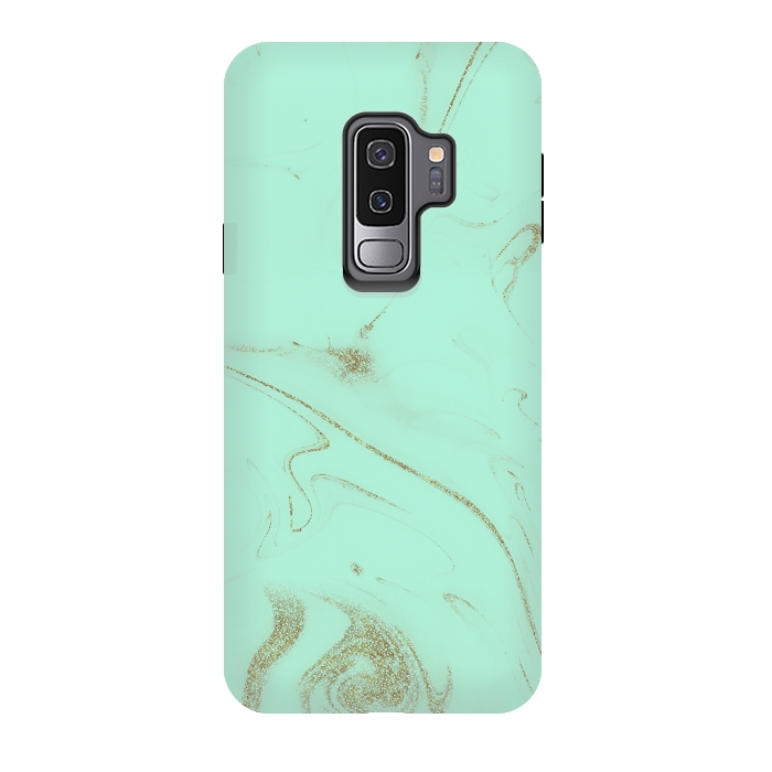 Galaxy S9 plus StrongFit Elegant gold and mint marble image by InovArts