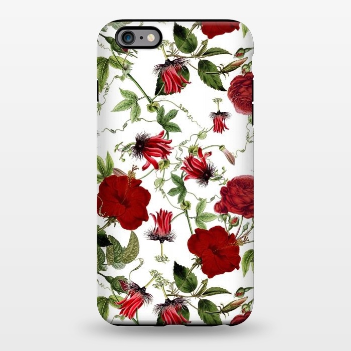 iPhone 6/6s plus StrongFit Red Hibiscus and Passiflora Pattern on White by  Utart