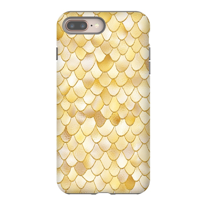 iPhone 7 plus StrongFit Gold Wonky Metal Mermaid Scales by  Utart
