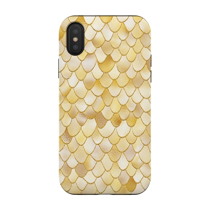 iPhone Xs / X StrongFit Gold Wonky Metal Mermaid Scales by  Utart