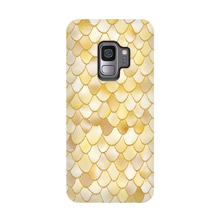 Galaxy S9 StrongFit Gold Wonky Metal Mermaid Scales by  Utart