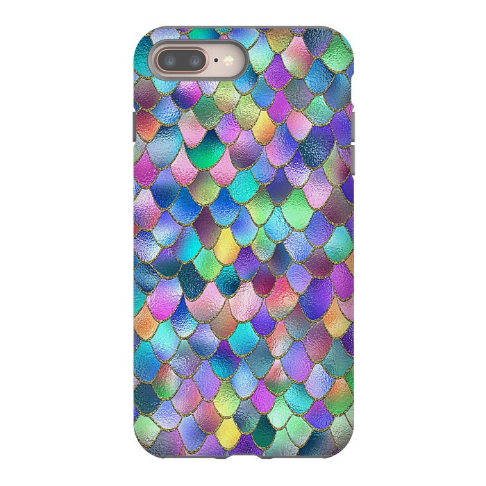 iPhone 7 plus StrongFit Colorful Carnival Wonky Metal Mermaid Scales by  Utart