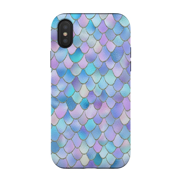 iPhone Xs / X StrongFit Lavender Wonky Metal Mermaid Scales by  Utart