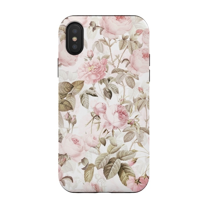 iPhone Xs / X StrongFit Romantic Vintage Roses Pattern by  Utart