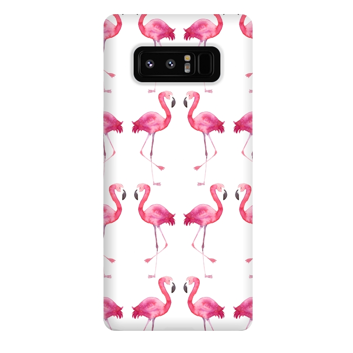 Galaxy Note 8 StrongFit Pink Watercolor Flamingo Print by Becky Starsmore