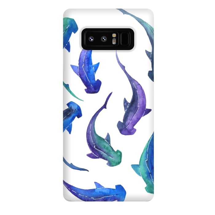 Galaxy Note 8 StrongFit Hammerhead Shark Print by Becky Starsmore