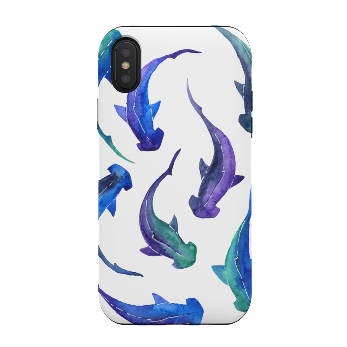 iPhone Xs / X StrongFit Hammerhead Shark Print by Becky Starsmore