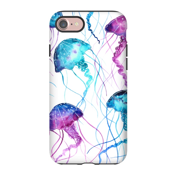 iPhone 7 StrongFit Watercolor Jellyfish Print by Becky Starsmore
