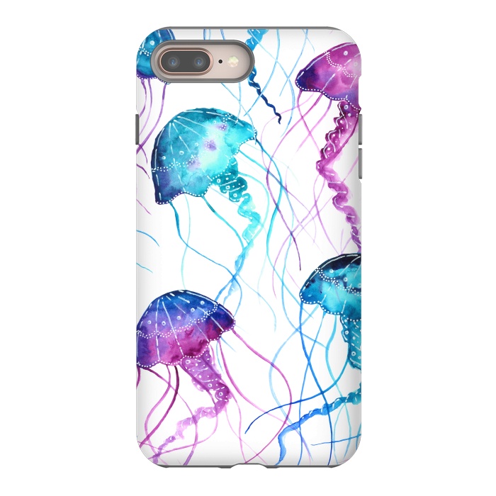 iPhone 7 plus StrongFit Watercolor Jellyfish Print by Becky Starsmore