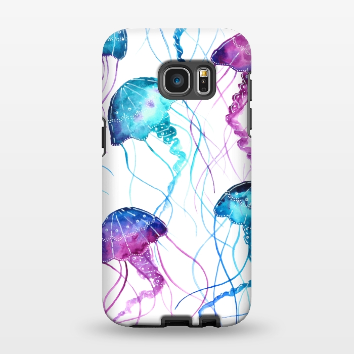 Galaxy S7 EDGE StrongFit Watercolor Jellyfish Print by Becky Starsmore