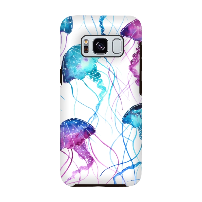 Galaxy S8 StrongFit Watercolor Jellyfish Print by Becky Starsmore