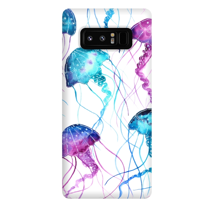 Galaxy Note 8 StrongFit Watercolor Jellyfish Print by Becky Starsmore