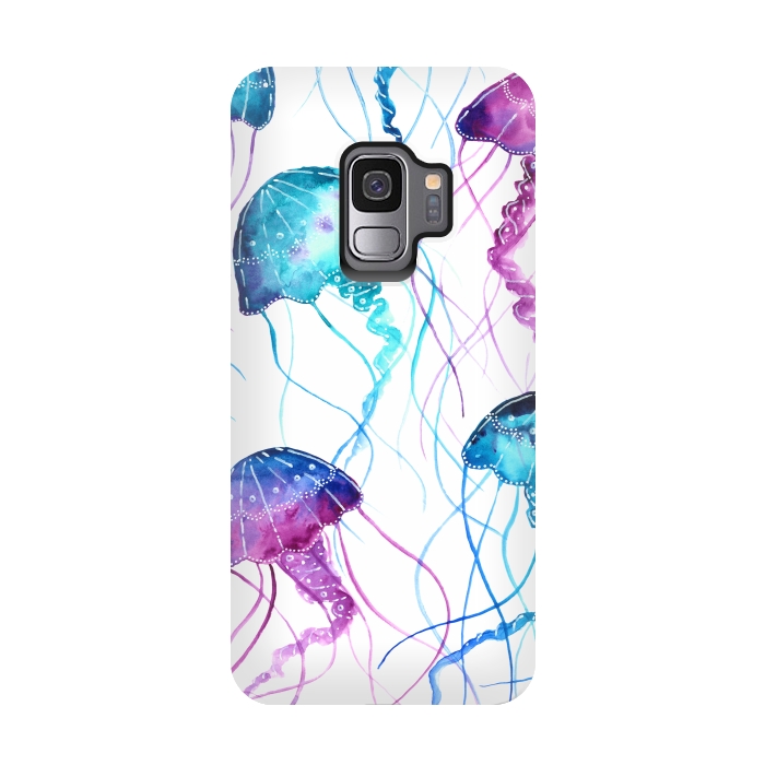 Galaxy S9 StrongFit Watercolor Jellyfish Print by Becky Starsmore