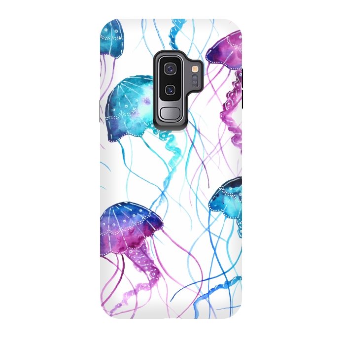 Galaxy S9 plus StrongFit Watercolor Jellyfish Print by Becky Starsmore