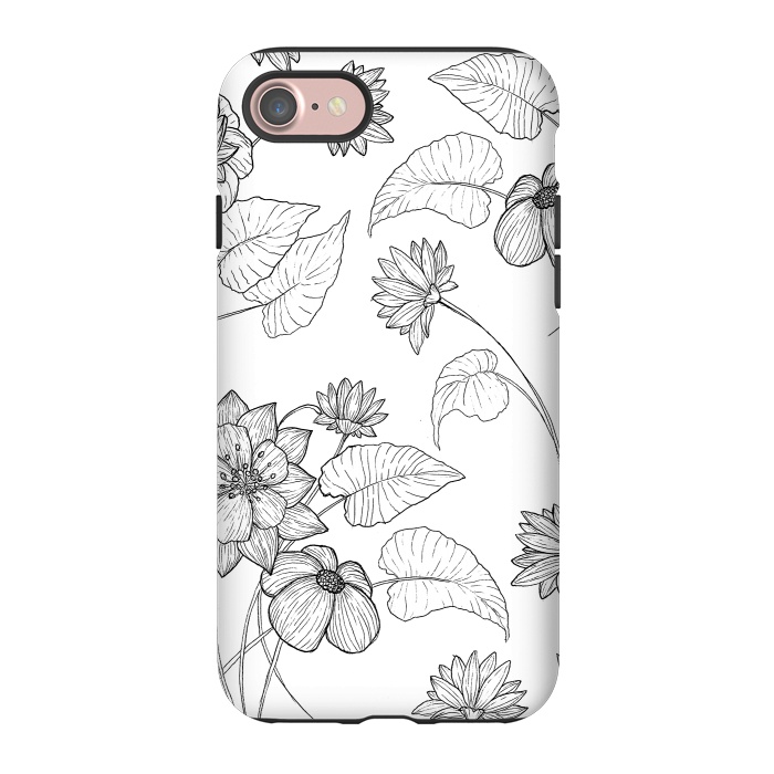iPhone 7 StrongFit Monochrome Sketchbook Floral by Becky Starsmore