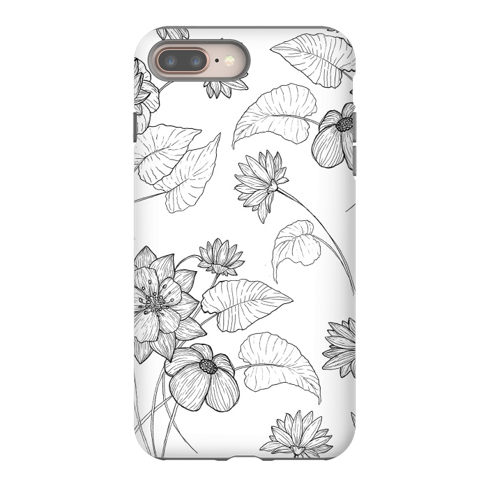 iPhone 7 plus StrongFit Monochrome Sketchbook Floral by Becky Starsmore