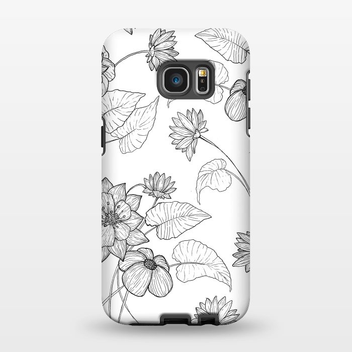 Galaxy S7 EDGE StrongFit Monochrome Sketchbook Floral by Becky Starsmore