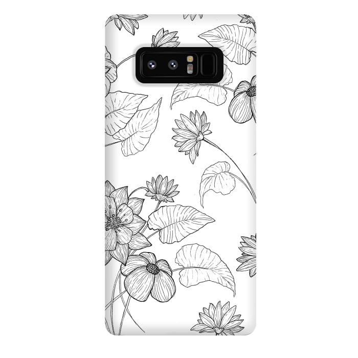 Galaxy Note 8 StrongFit Monochrome Sketchbook Floral by Becky Starsmore
