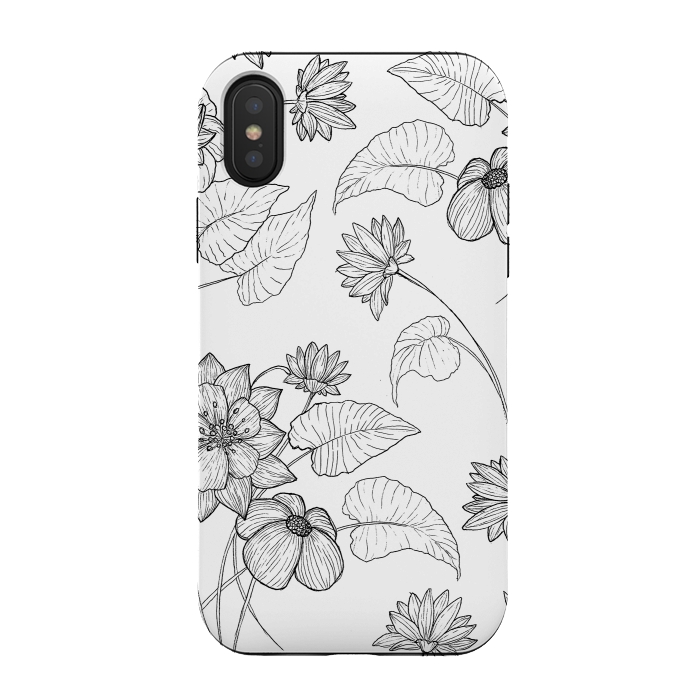 iPhone Xs / X StrongFit Monochrome Sketchbook Floral by Becky Starsmore