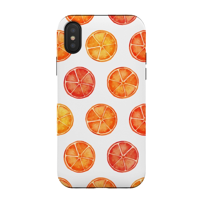 iPhone Xs / X StrongFit Orange Slices Citrus Print by Becky Starsmore