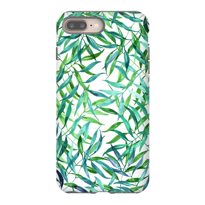 iPhone 7 plus StrongFit Green Palm Leaf Print by Becky Starsmore