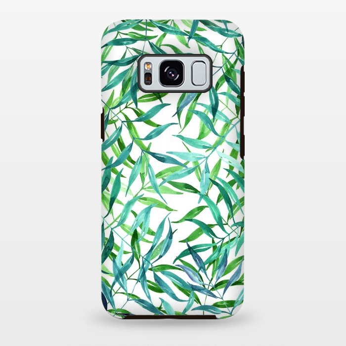 Galaxy S8 plus StrongFit Green Palm Leaf Print by Becky Starsmore