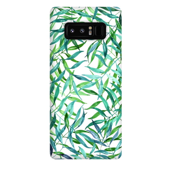 Galaxy Note 8 StrongFit Green Palm Leaf Print by Becky Starsmore