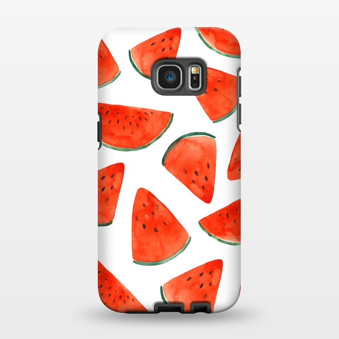 Galaxy S7 EDGE StrongFit Fruity Summer Watermelon Print by Becky Starsmore