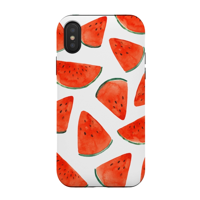 iPhone Xs / X StrongFit Fruity Summer Watermelon Print by Becky Starsmore