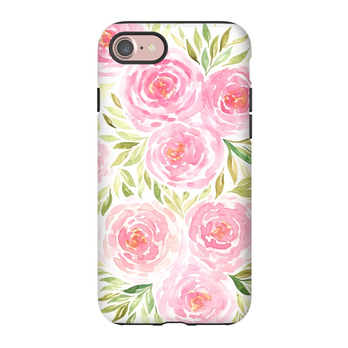 iPhone 7 StrongFit Pastel Pink Peony Floral Print by Becky Starsmore
